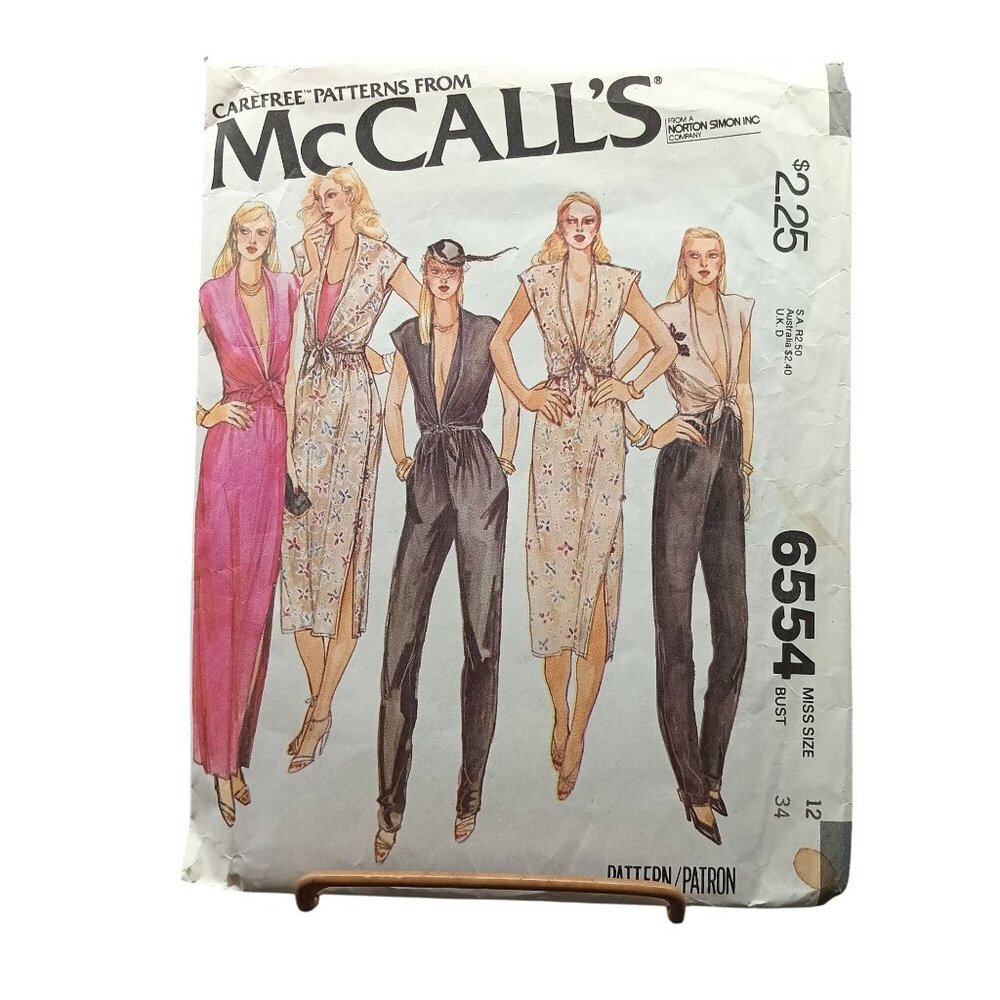 McCalls 6554 Misses Blouse Skirt & Pants Sewing Pattern Size 12 Vintage 1979